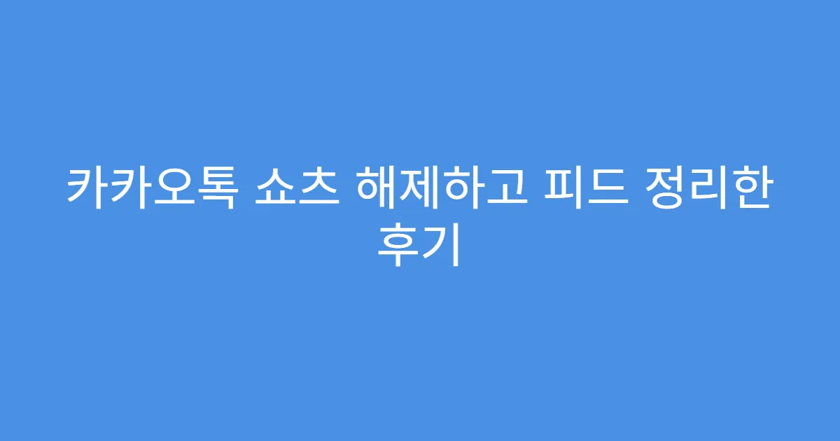 카카오톡 쇼츠 해제하고 피드 정리한 후기