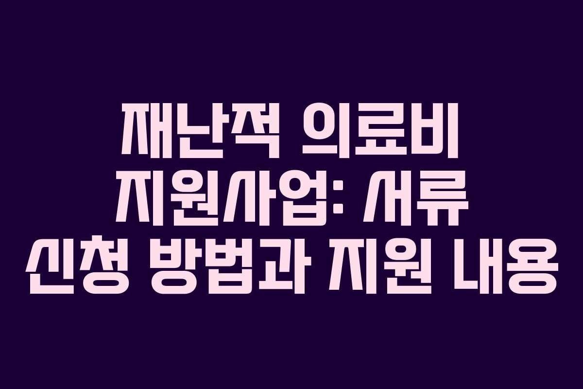 재난적 의료비 지원사업: 서류 신청 방법과 지원 내용