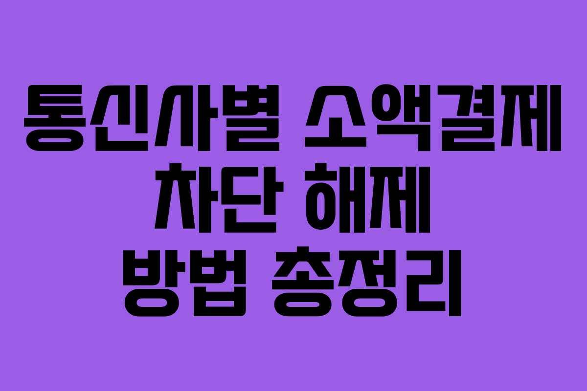 통신사별 소액결제 차단 해제 방법 총정리
