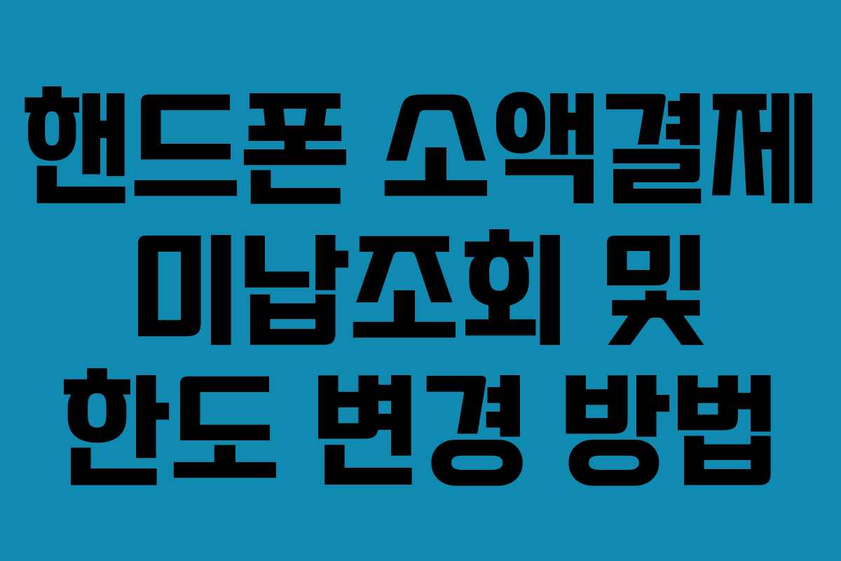 핸드폰 소액결제 미납조회 및 한도 변경 방법