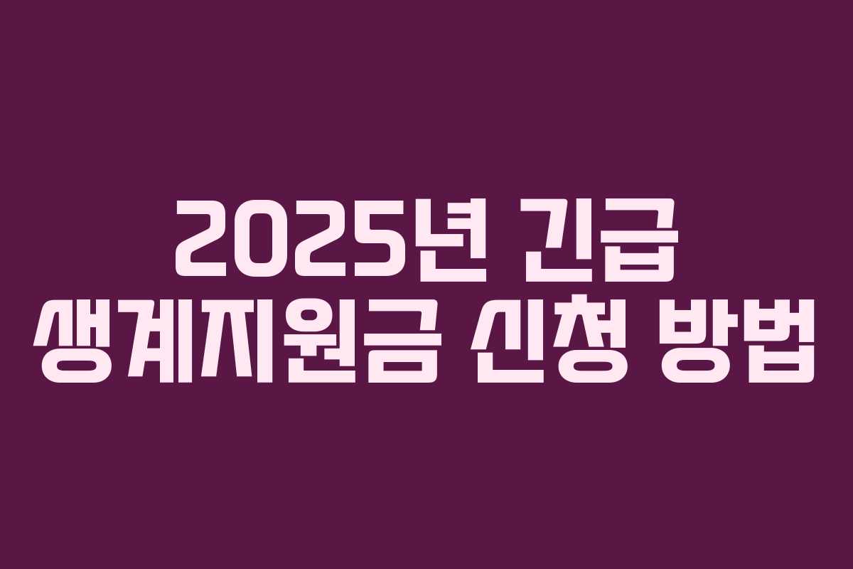 2025년 긴급 생계지원금 신청 방법 2025년 긴급 생계지원금 신청 방법