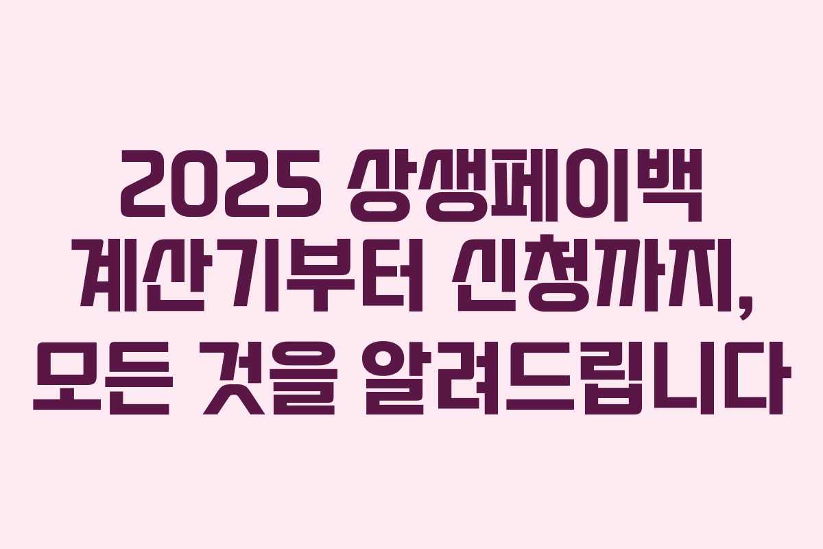 2025 상생페이백 계산기부터 신청까지, 모든 것을 알려드립니다 2025 상생페이백 계산기부터 신청까지, 모든 것을 알려드립니다