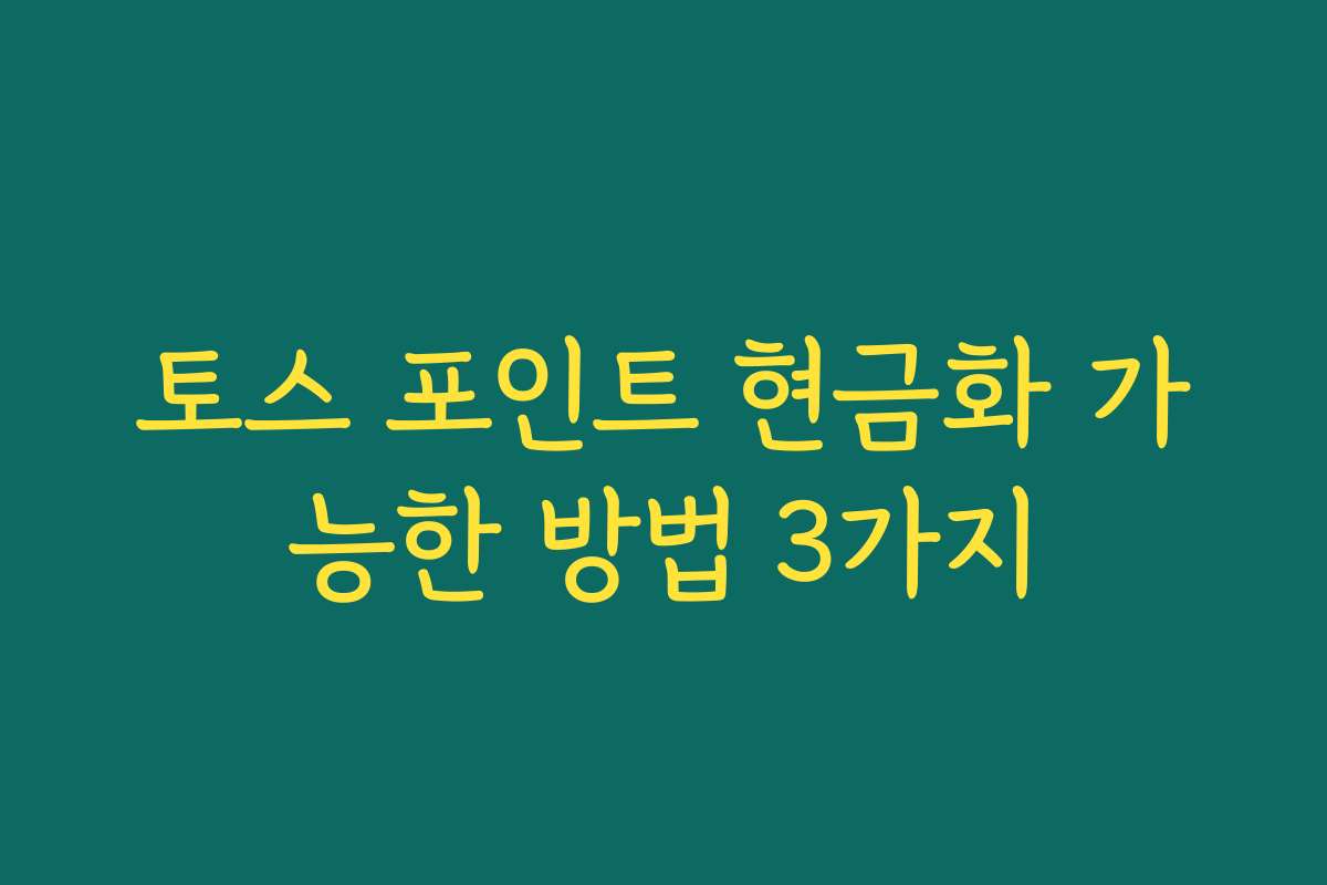 토스 포인트 현금화 가능한 방법 3가지 토스 포인트 현금화 가능한 방법 3가지