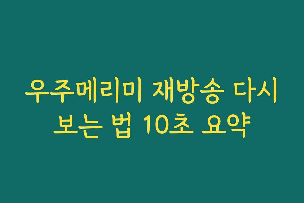 우주메리미 재방송 다시보는 법 10초 요약 우주메리미 재방송 다시보는 법 10초 요약