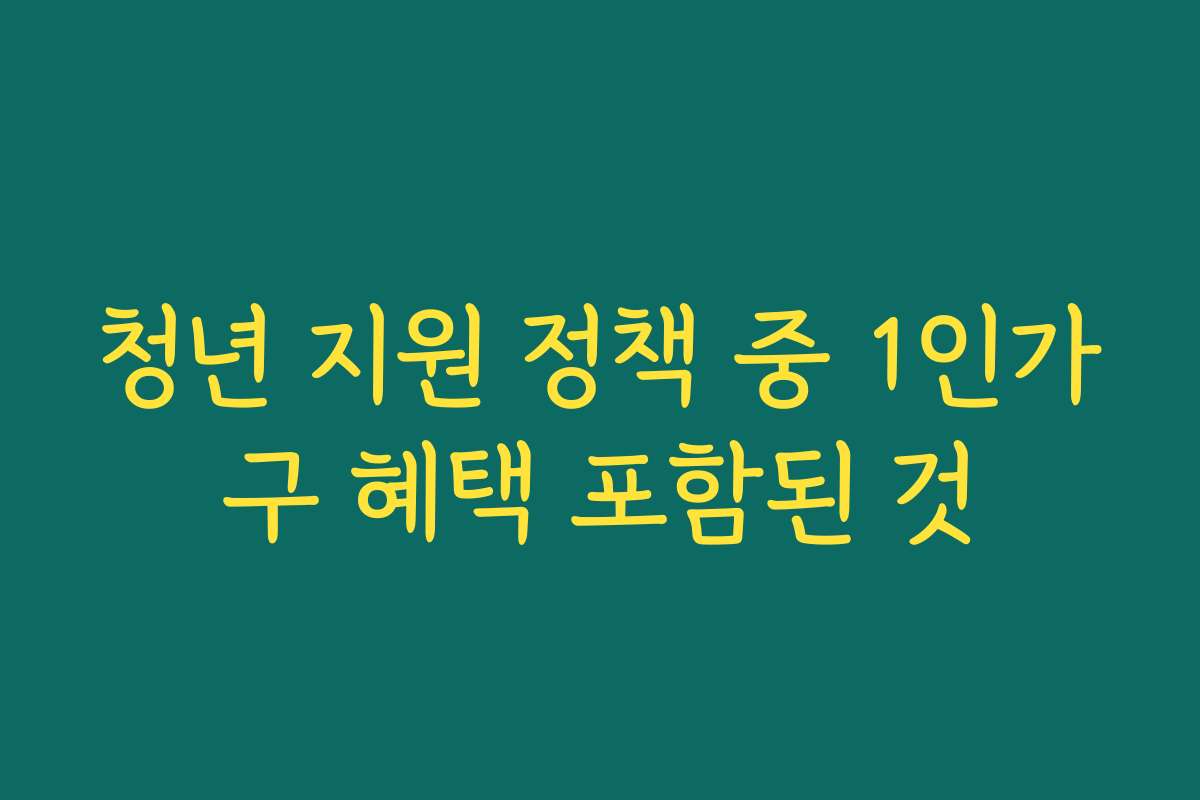 청년 지원 정책 중 1인가구 혜택 포함된 것