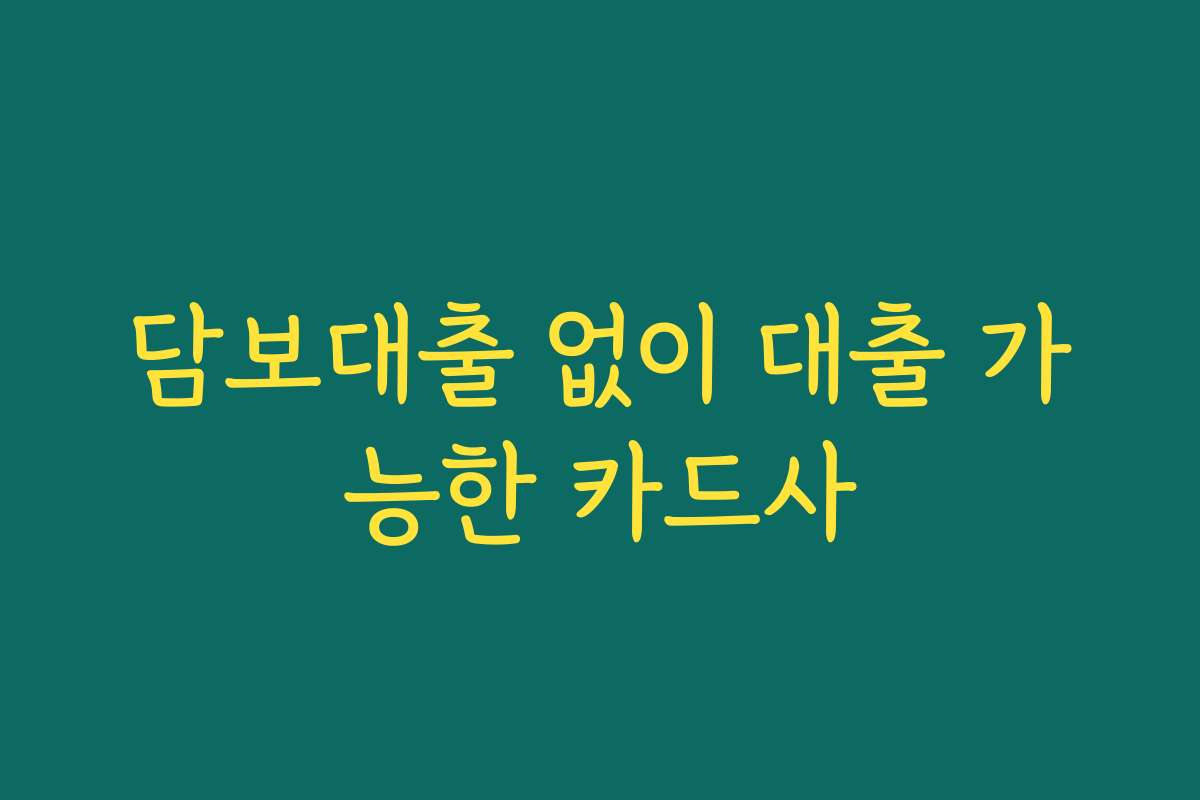 담보대출 없이 대출 가능한 카드사