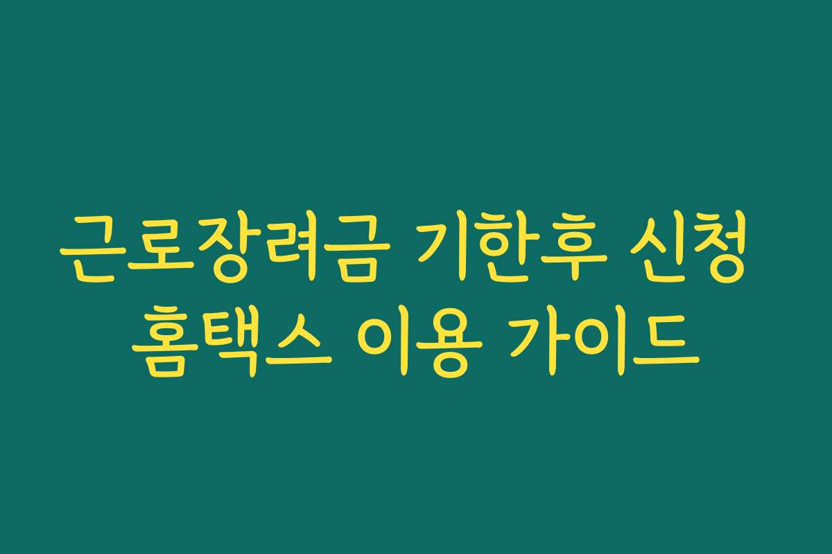 근로장려금 기한후 신청 홈택스 이용 가이드 근로장려금 기한후 신청 홈택스 이용 가이드