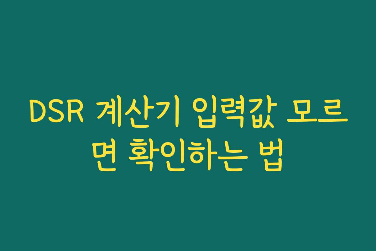 DSR 계산기 입력값 모르면 확인하는 법