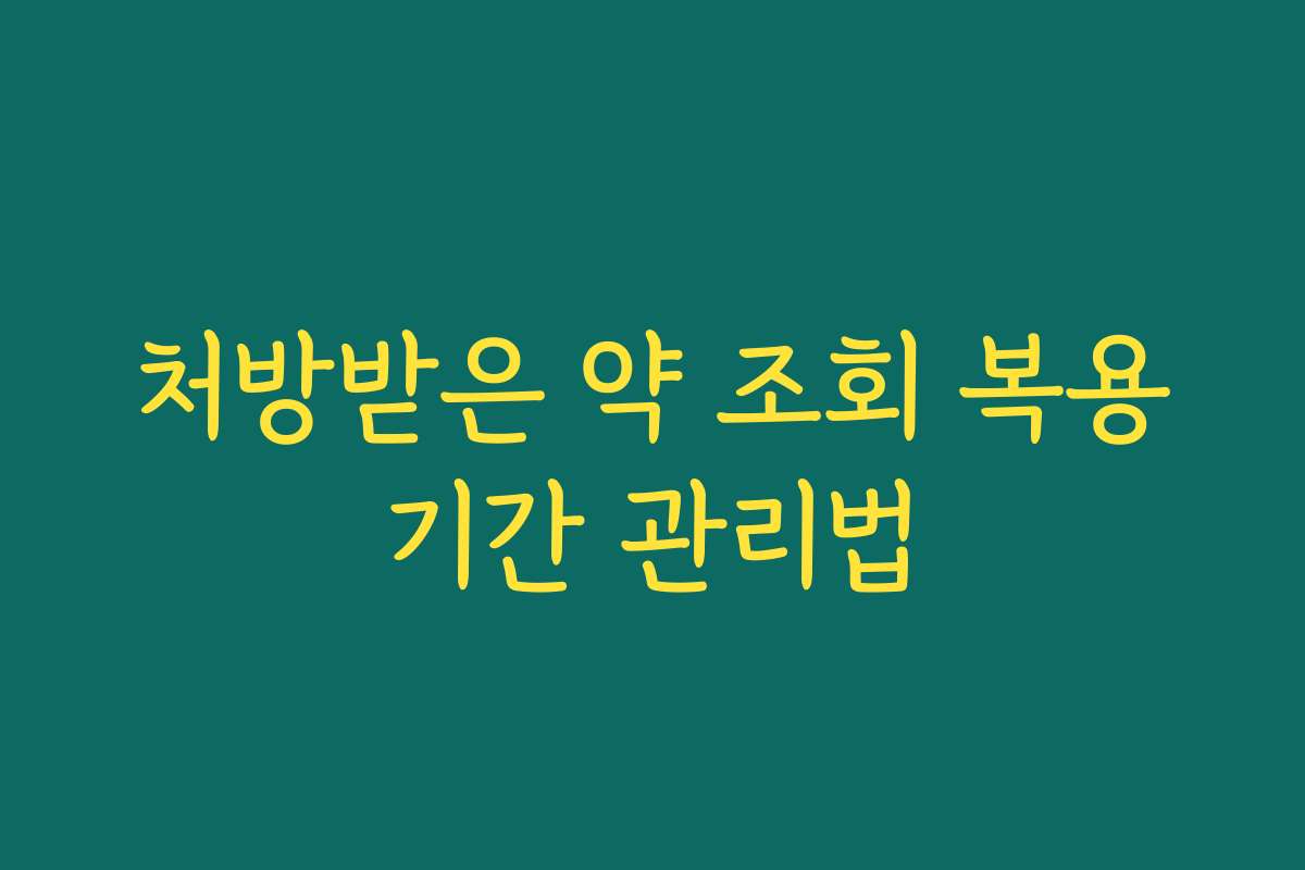 처방받은 약 조회 복용기간 관리법 처방받은 약 조회 복용기간 관리법