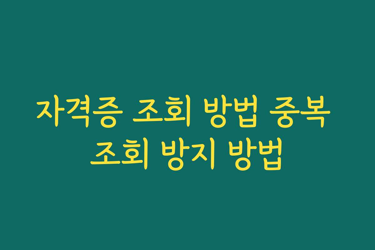 자격증 조회 방법 중복 조회 방지 방법 자격증 조회 방법 중복 조회 방지 방법