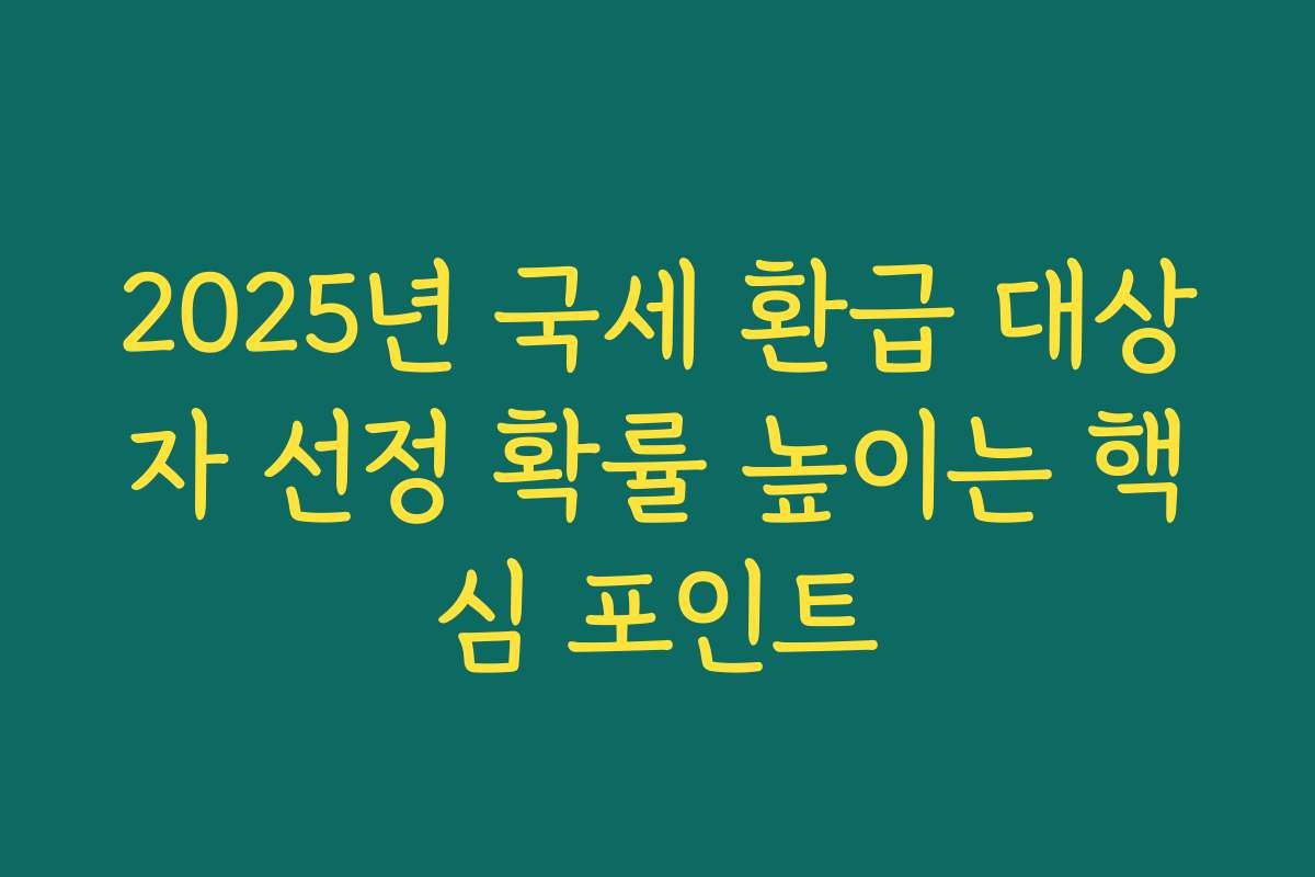 2025년 국세 환급 대상자 선정 확률 높이는 핵심 포인트