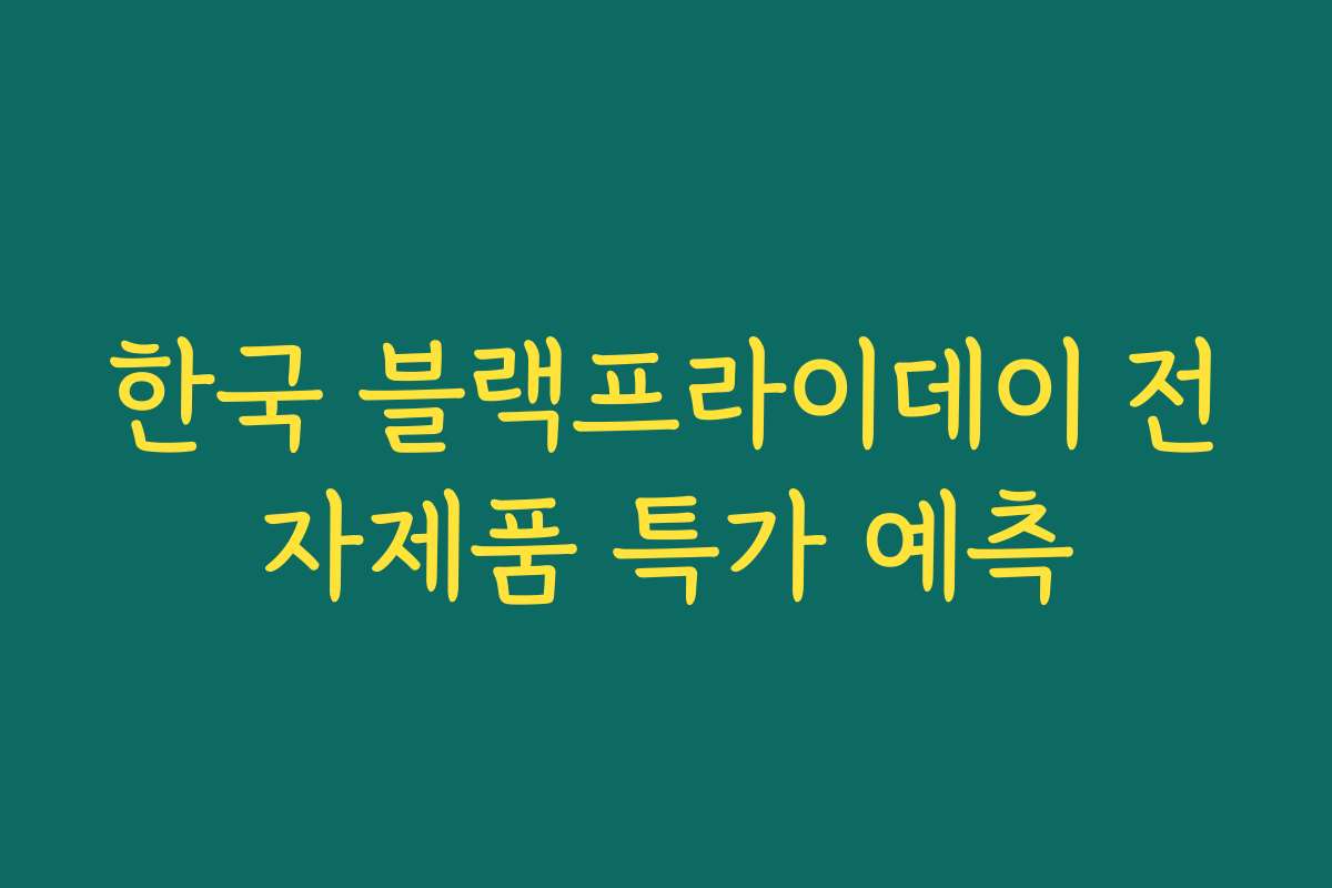 한국 블랙프라이데이 전자제품 특가 예측 한국 블랙프라이데이 전자제품 특가 예측