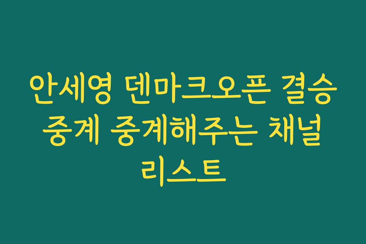 안세영 덴마크오픈 결승 중계 중계해주는 채널 리스트