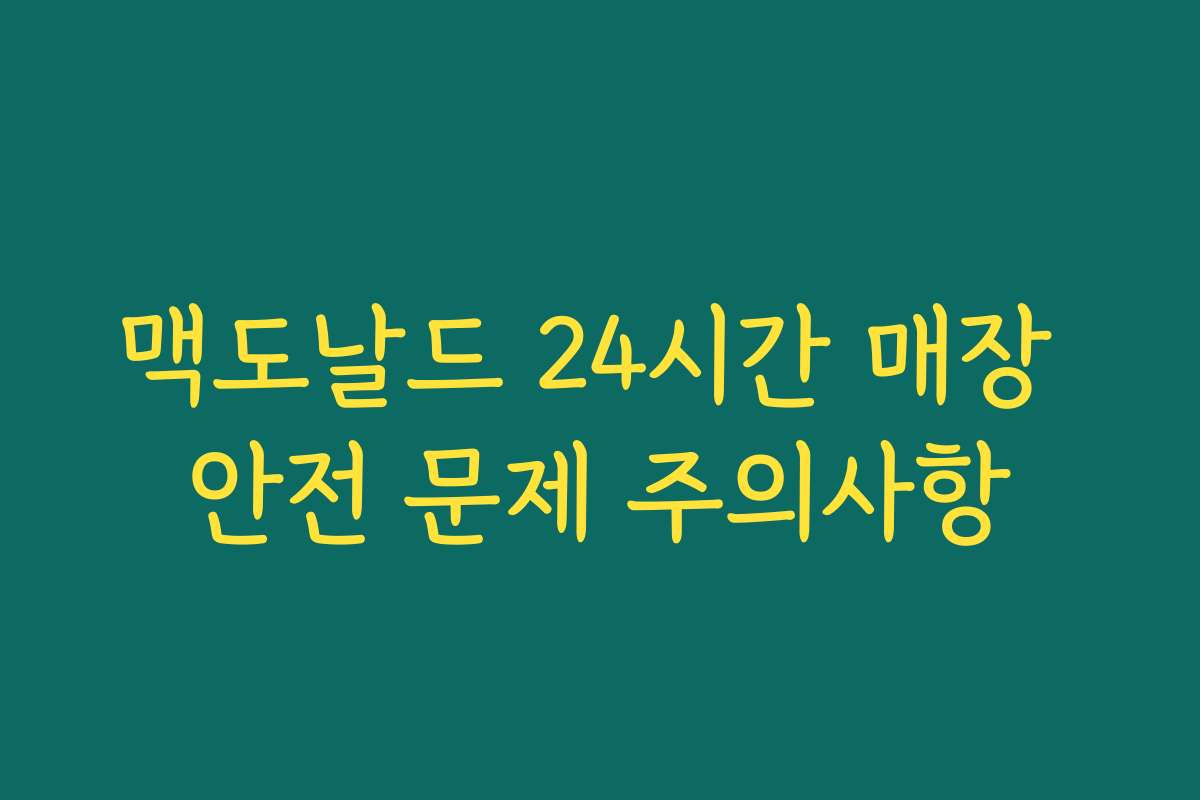 맥도날드 24시간 매장 안전 문제 주의사항 맥도날드 24시간 매장 안전 문제 주의사항