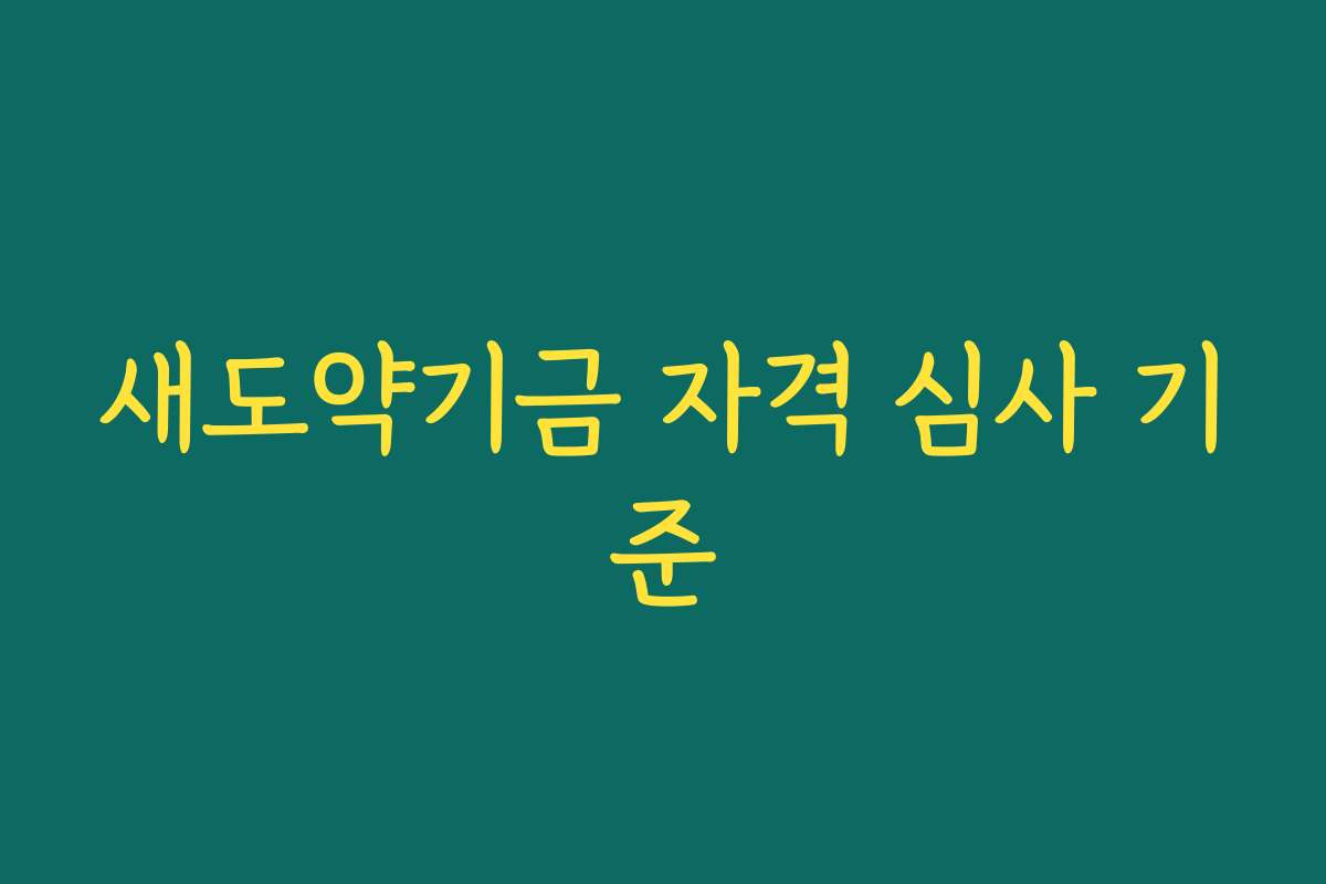 새도약기금 자격 심사 기준