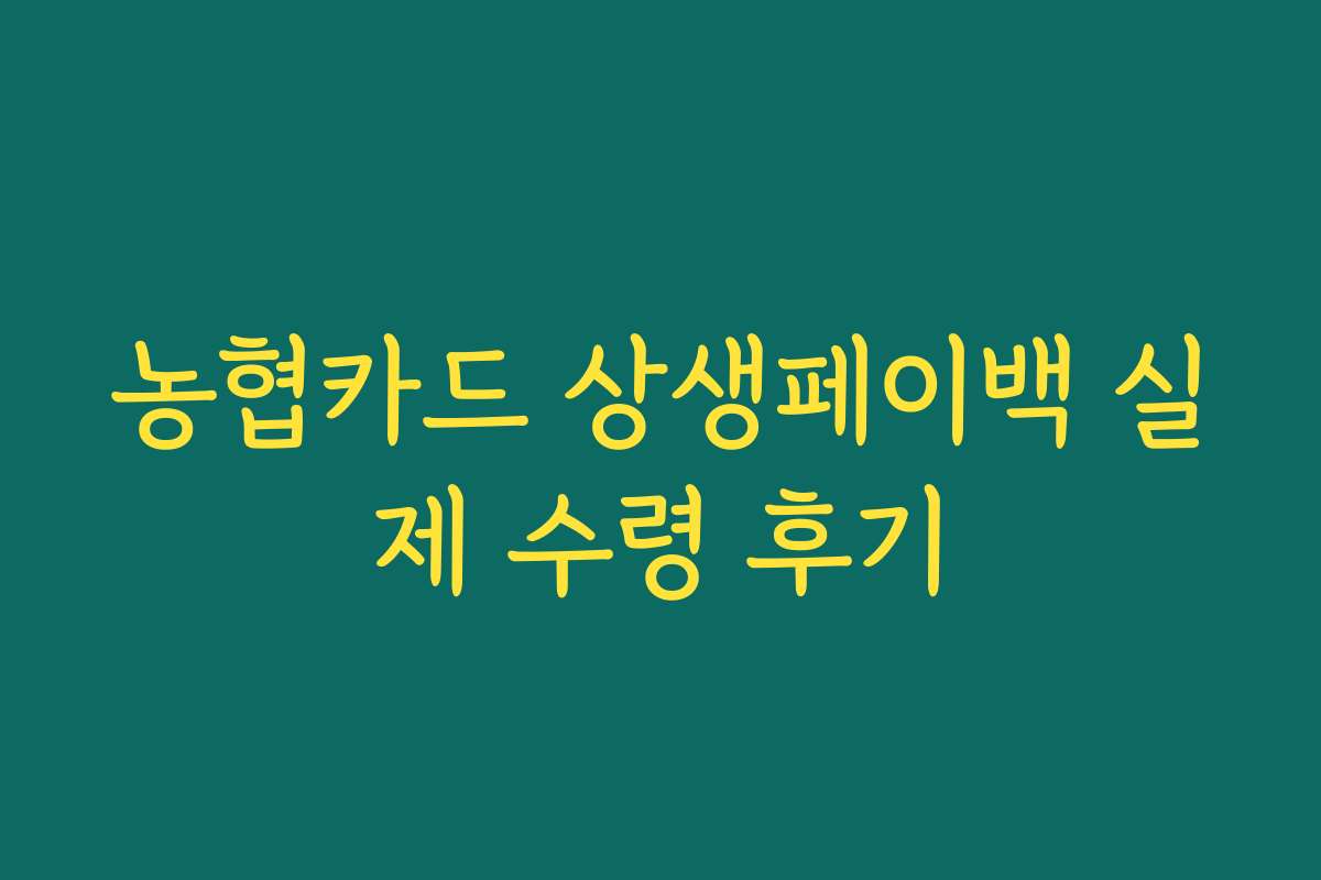농협카드 상생페이백 실제 수령 후기 농협카드 상생페이백 실제 수령 후기