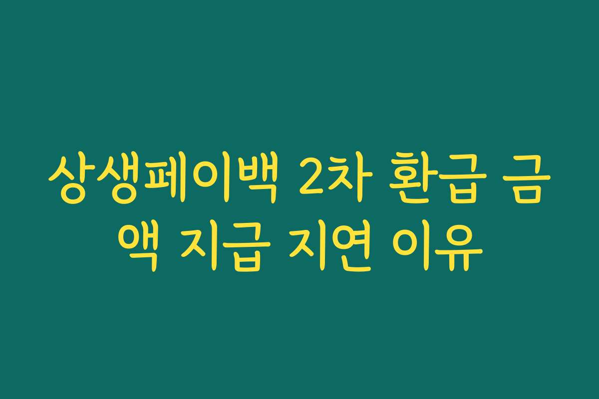 상생페이백 2차 환급 금액 지급 지연 이유 상생페이백 2차 환급 금액 지급 지연 이유
