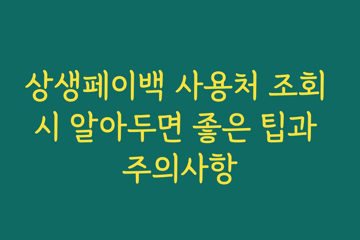 상생페이백 사용처 조회 시 알아두면 좋은 팁과 주의사항