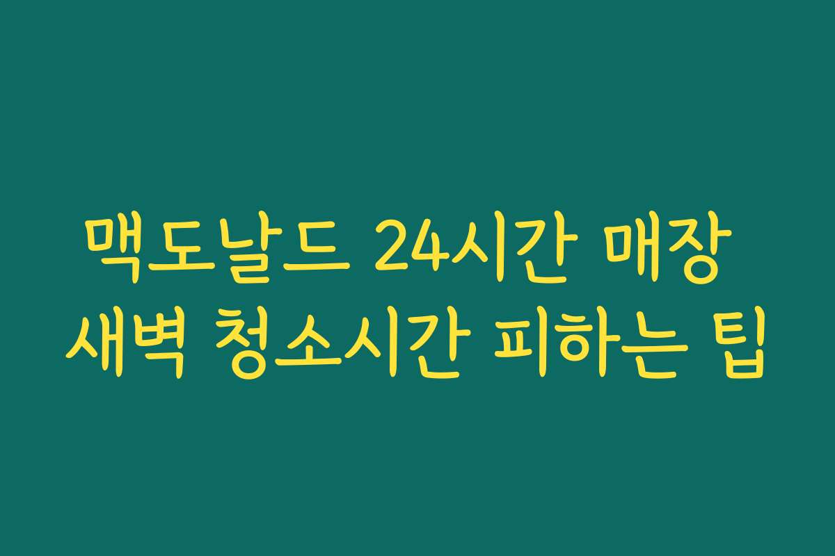 맥도날드 24시간 매장 새벽 청소시간 피하는 팁 맥도날드 24시간 매장 새벽 청소시간 피하는 팁