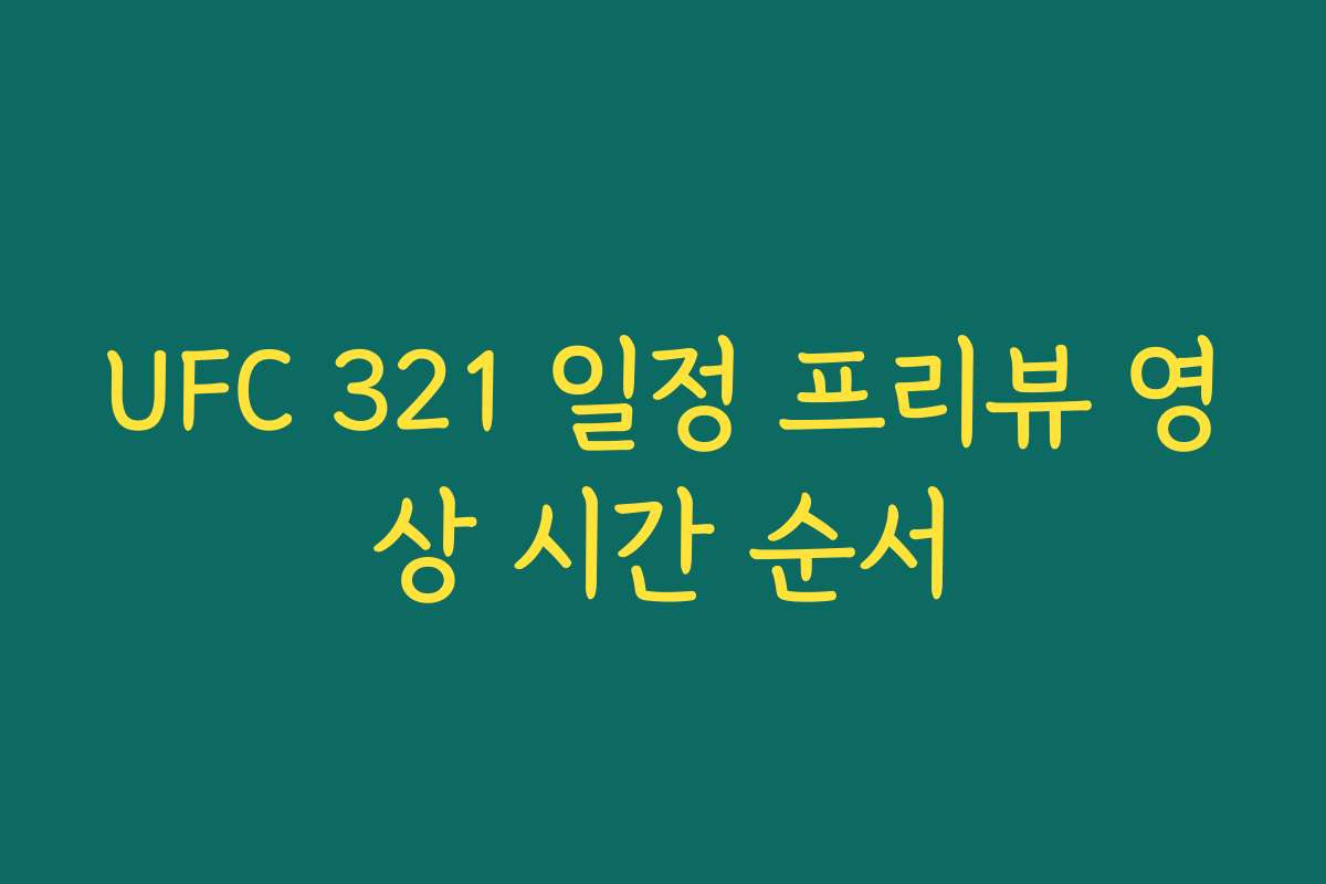 UFC 321 일정 프리뷰 영상 시간 순서
