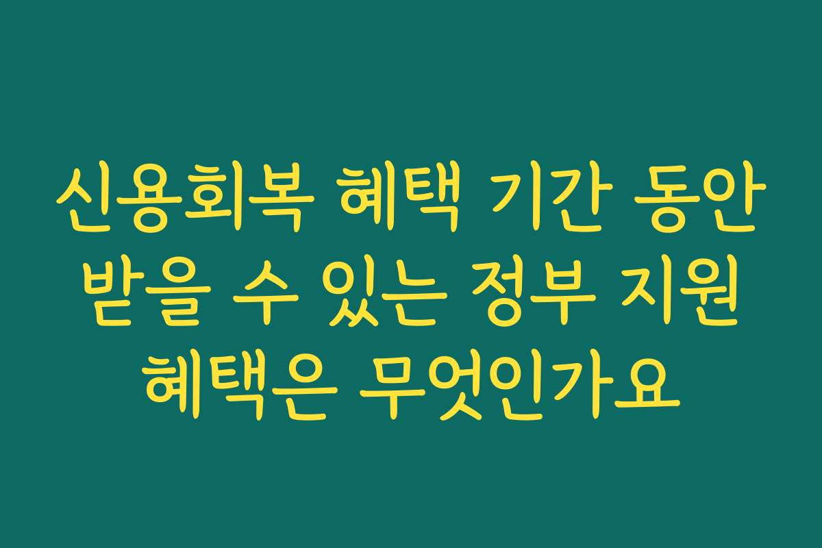 신용회복 혜택 기간 동안 받을 수 있는 정부 지원 혜택은 무엇인가요