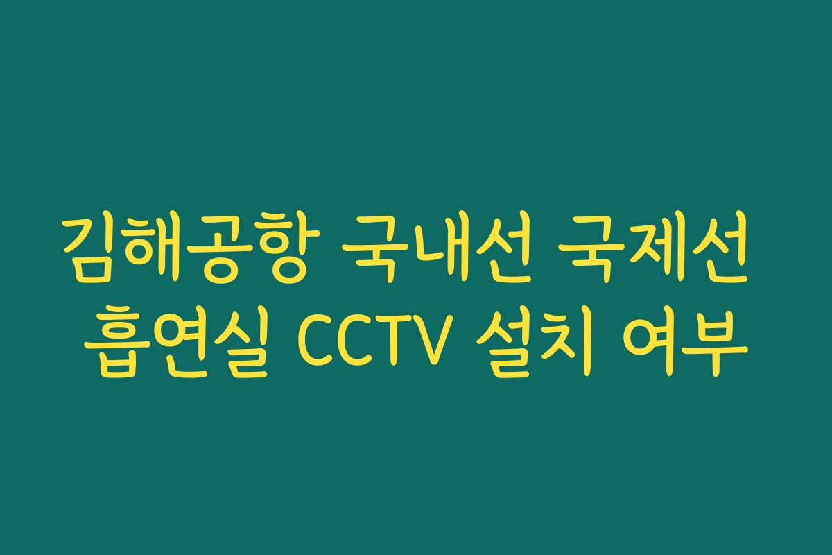 김해공항 국내선 국제선 흡연실 CCTV 설치 여부 김해공항 국내선 국제선 흡연실 CCTV 설치 여부