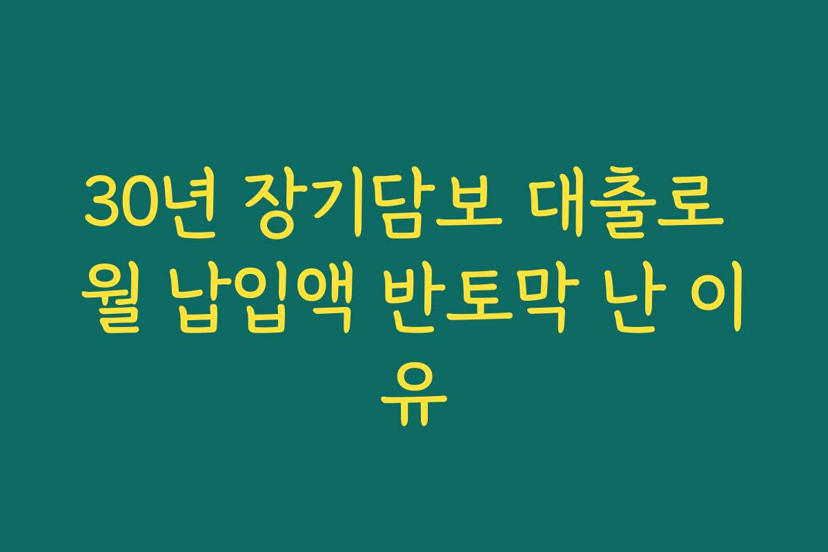 30년 장기담보 대출로 월 납입액 반토막 난 이유