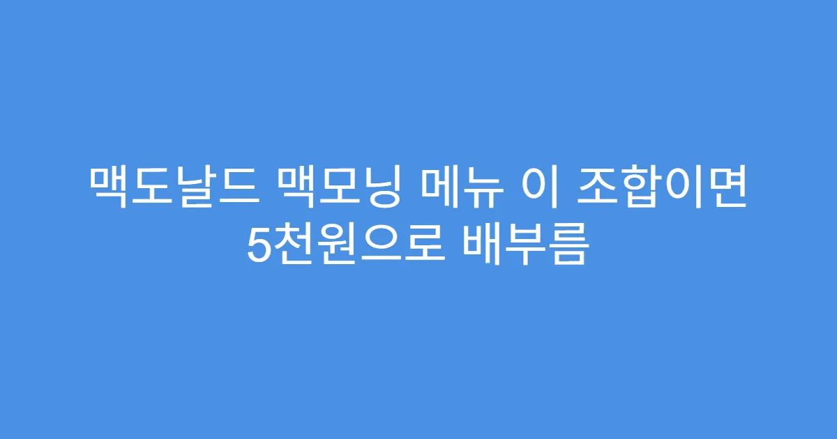 맥도날드 맥모닝 메뉴 이 조합이면 5천원으로 배부름 맥도날드 맥모닝 메뉴 이 조합이면 5천원으로 배부름