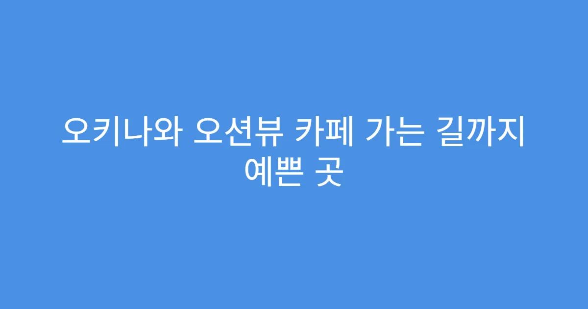 오키나와 오션뷰 카페 가는 길까지 예쁜 곳