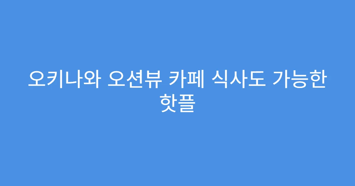 오키나와 오션뷰 카페 식사도 가능한 핫플