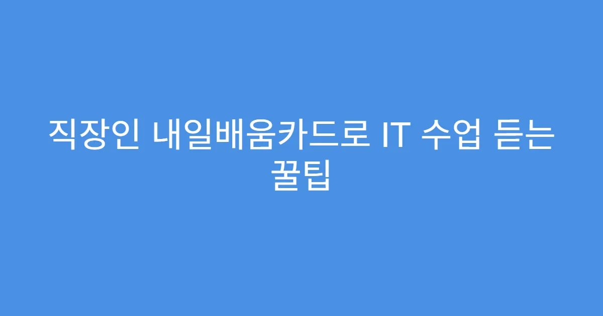 직장인 내일배움카드로 IT 수업 듣는 꿀팁