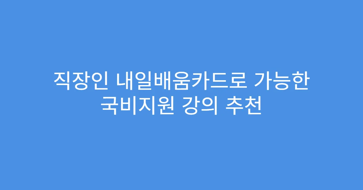 직장인 내일배움카드로 가능한 국비지원 강의 추천