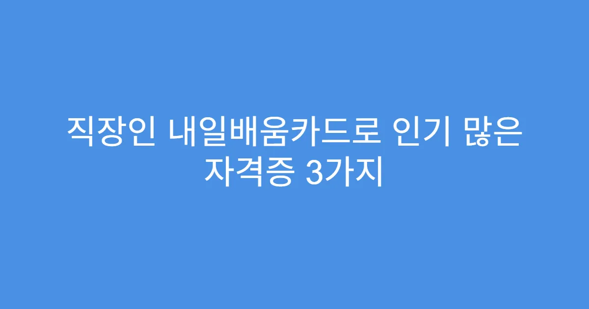 직장인 내일배움카드로 인기 많은 자격증 3가지