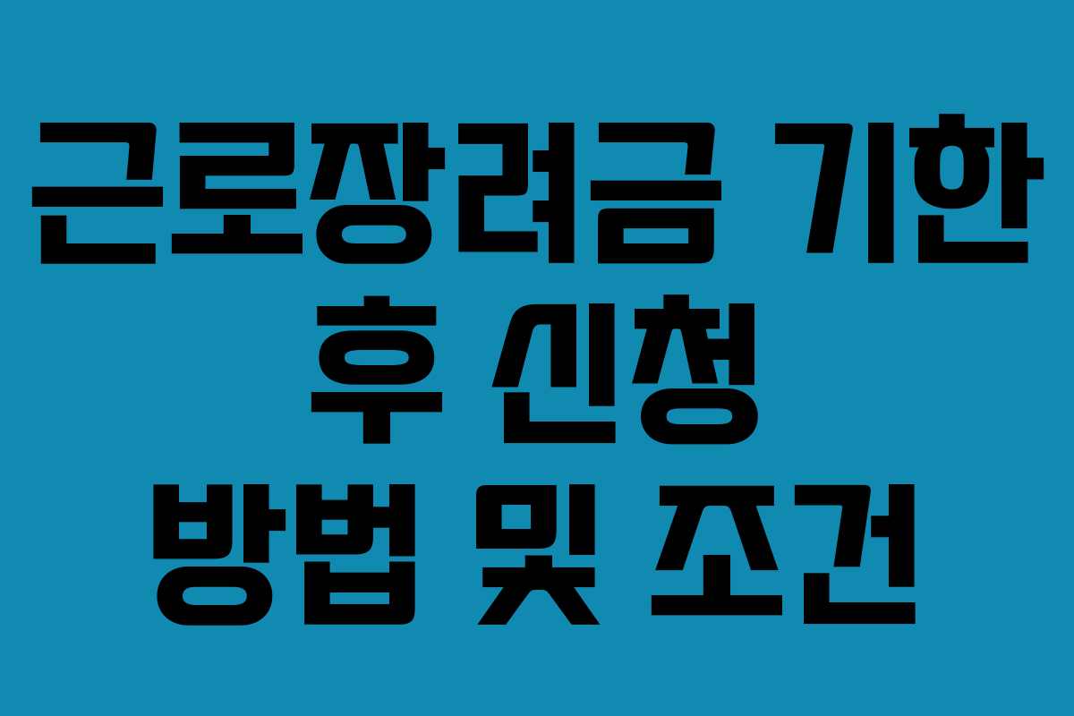 근로장려금 기한 후 신청 방법 및 조건 근로장려금 기한 후 신청 방법 및 조건
