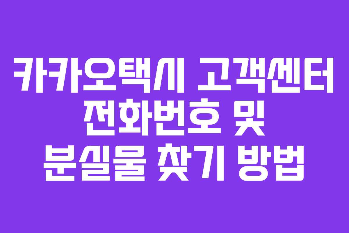 카카오택시 고객센터 전화번호 및 분실물 찾기 방법 카카오택시 고객센터 전화번호 및 분실물 찾기 방법