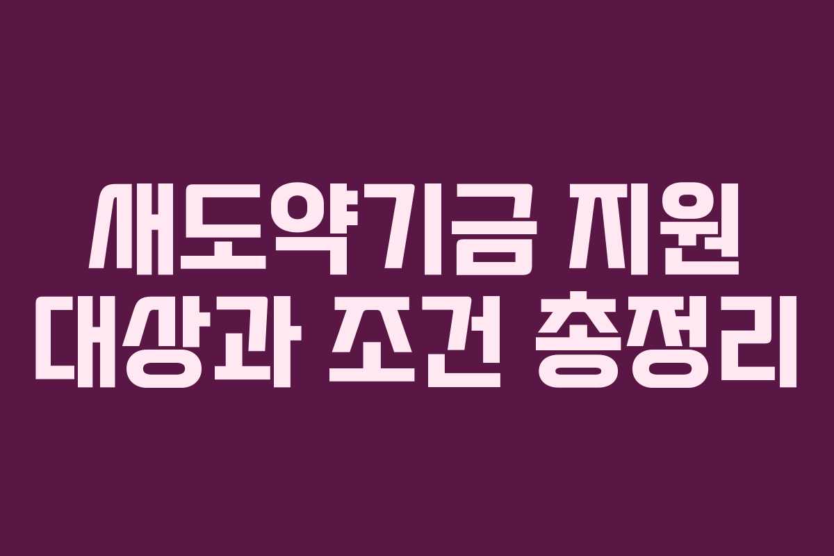 새도약기금 지원 대상과 조건 총정리