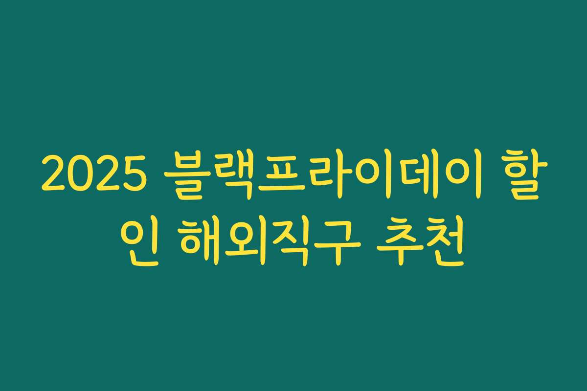2025 블랙프라이데이 할인 해외직구 추천