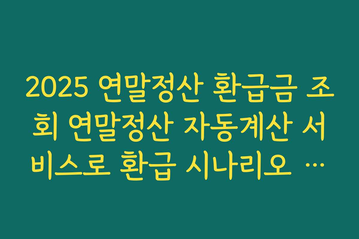2025 연말정산 환급금 조회 연말정산 자동계산 서비스로 환급 시나리오 여러 개 비교하는 방법