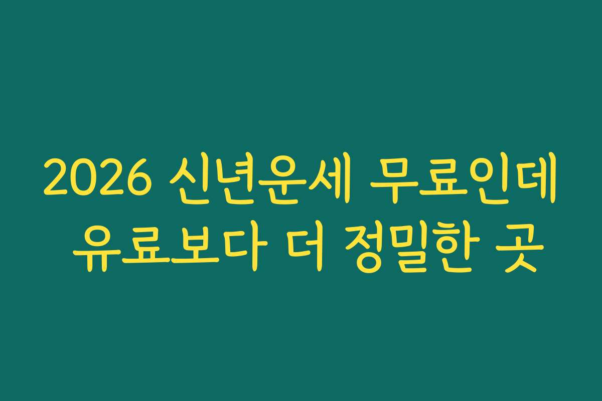 2026 신년운세 무료인데 유료보다 더 정밀한 곳