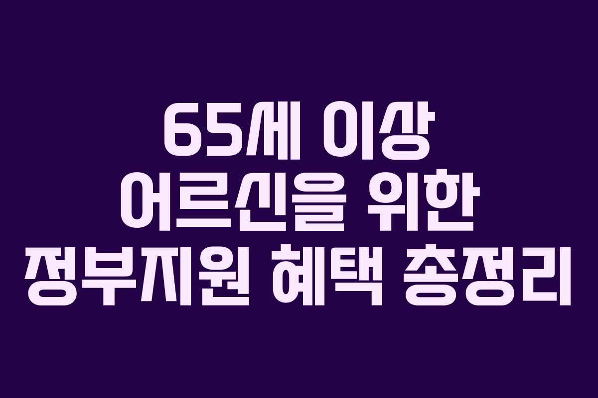 65세 이상 어르신을 위한 정부지원 혜택 총정리 65세 이상 어르신을 위한 정부지원 혜택 총정리