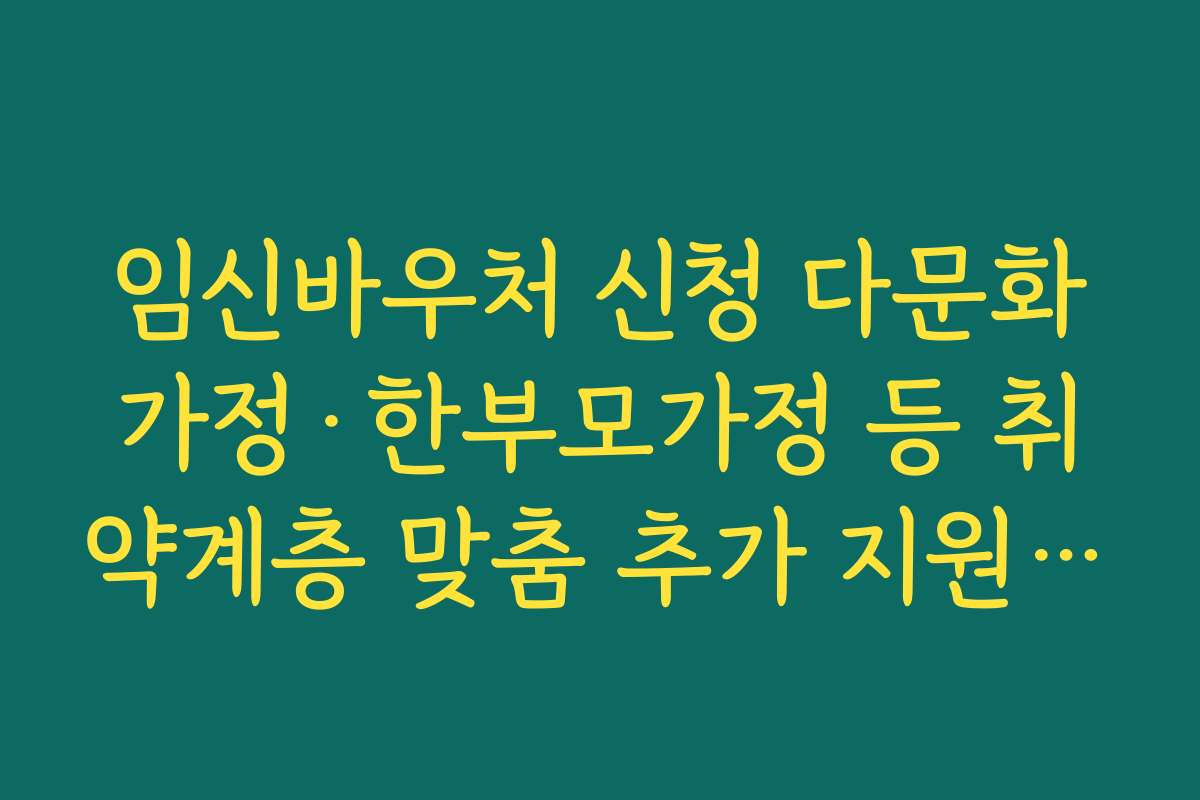 임신바우처 신청 다문화가정·한부모가정 등 취약계층 맞춤 추가 지원 제도 살펴보기
