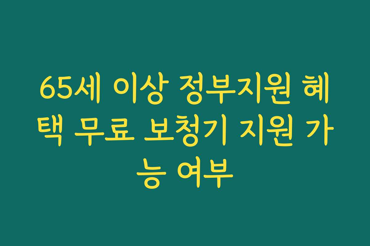 65세 이상 정부지원 혜택 무료 보청기 지원 가능 여부