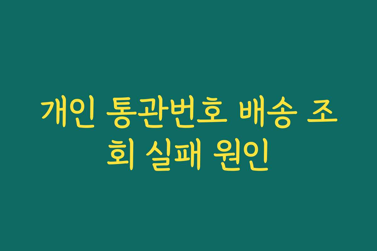 개인 통관번호 배송 조회 실패 원인