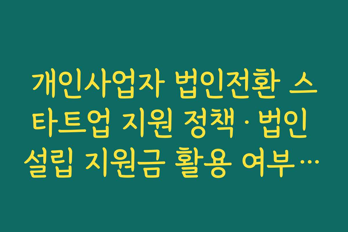 개인사업자 법인전환 스타트업 지원 정책·법인 설립 지원금 활용 여부 확인하기