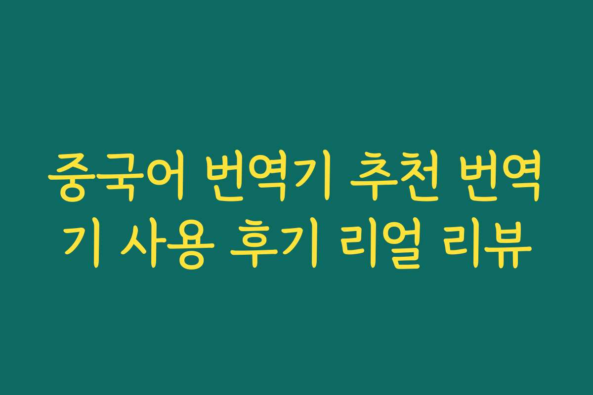 중국어 번역기 추천 번역기 사용 후기 리얼 리뷰