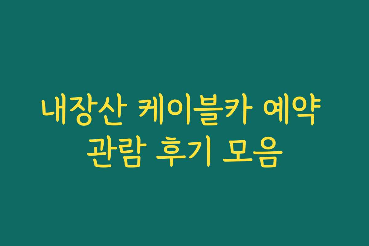 내장산 케이블카 예약 관람 후기 모음