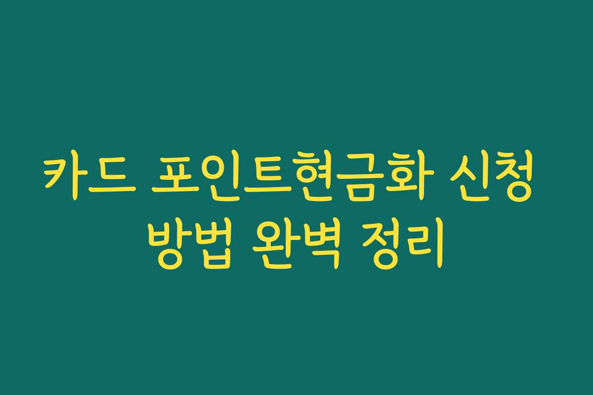 카드 포인트현금화 신청 방법 완벽 정리 카드 포인트현금화 신청 방법 완벽 정리