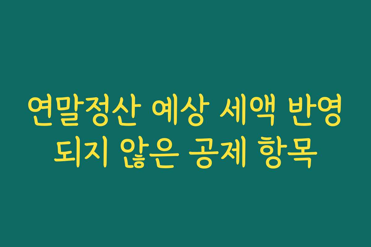 연말정산 예상 세액 반영되지 않은 공제 항목