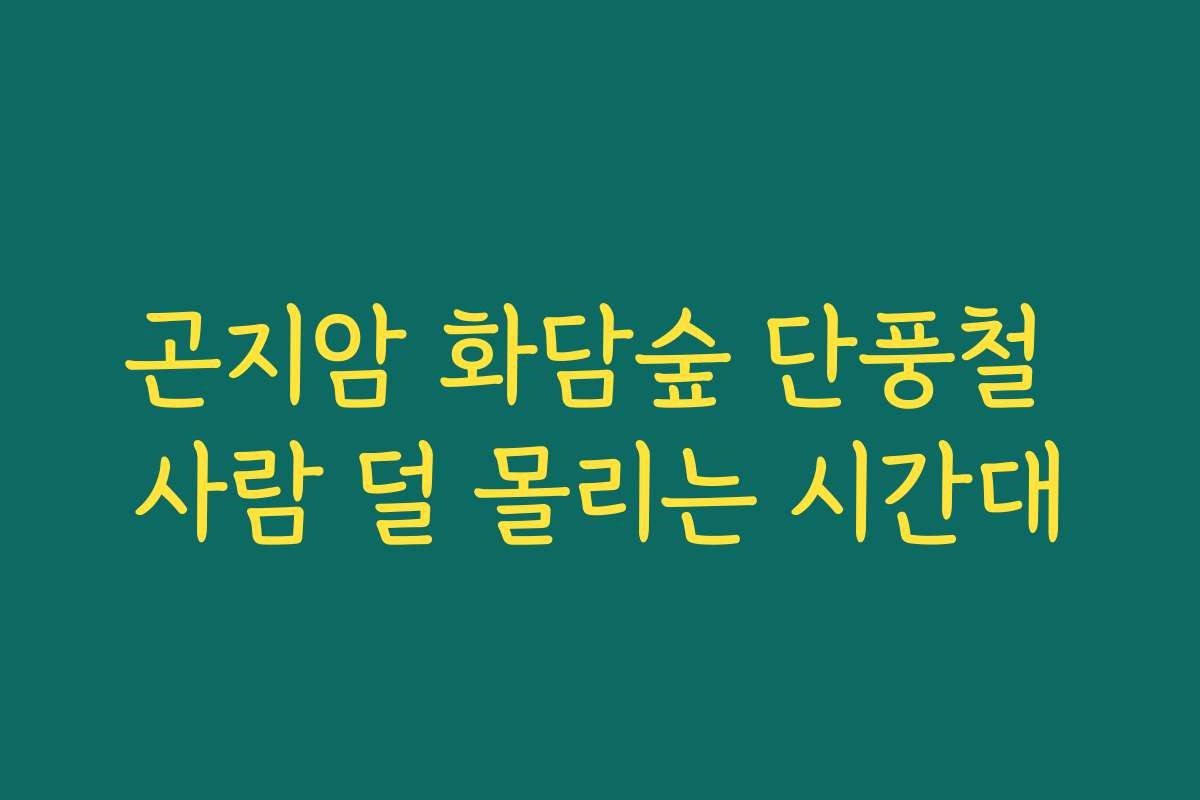 곤지암 화담숲 단풍철 사람 덜 몰리는 시간대