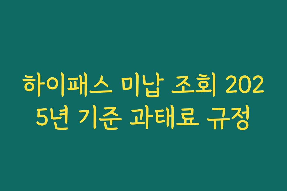 하이패스 미납 조회 2025년 기준 과태료 규정